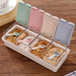 Wheat Straw Seasoning Box Pepper Spice Salt Condiment Bottle Jars Kitchen Cruet Herb Storage Box