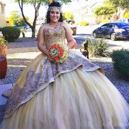 Gold Quinceanera Dresses For Girls Ball Gown Sweetheart Appliques Sweet 16 Prom Dresses Formal Bridal Gowns