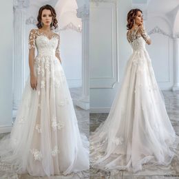 oleg baburow wedding dresses short sleeves lace appliques tulle plus size bridal gowns beach bohemian robe de marie