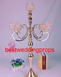 NEw style Gold Flower Vases Candle Holders Stand Wedding Decor Road Lead Table Centrepiece Rack Pillar Party Candlestick Candelabra best0692