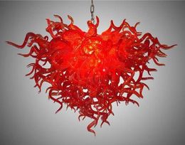 Latest Lamps Design Contemporary Fathionable Red Hand Blown Glass Fashion Style Art Deco Lighting Chandelier