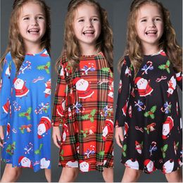 Baby Snowman Santa Dress Baby Girl Clothes Kids Christmas Dresses Xmas Printed Party Dresses Long Sleeve A-Line Costume Baby Clothing A6270