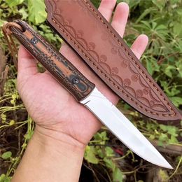 Special Offer Survival Straight Knife D2 Mirror Polish Drop Point Blade Full Tang G10 Handle Fixed Blade Knives With Leather Sheath