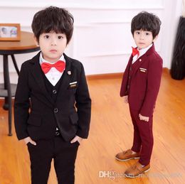 Hot sale Children's clothing spring and autumn a boy's suit Korean version children's new year's suit three-piece set Coat Vest Pant