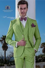 Mint Green Groom Tuxedos Notch Lapel Groomsman Wedding Tuxedos Fashion Men Formal Business Prom Dinner 3 Piece Suit(Jacket+Pants+Tie+Vest)16