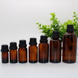 Brown Glass Dropper Bottles 10ml 15ml 20ml 30ml 50ml 100ml Essential Oil Container with Black Lids