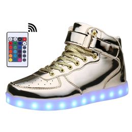 KRIATIV Adult&Kids USB Charging High Top LED Shoes Light Up Flashing Sneakers Glowing Luminous Slippers for Boy&Girl Light Shoe