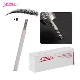 50pcs 7R Microblade Needles Permanent Makeup Disposable Eyebrow Tattoo Supply Eye Brow Tattoo Accessories Medical Grade Tool