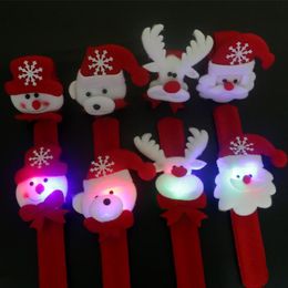 Led Christmas Slap Bracelets Christmas Gift Santa Claus Snowman Toy Slap Pat With LED Light Circle Bracelet Wristhand Decoration Ornament