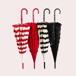 Lady Sunny and Rainy Umbrella Retro Long Handle Pagoda Umbrella Lace Princess Umbrella Shoot Prop W9857