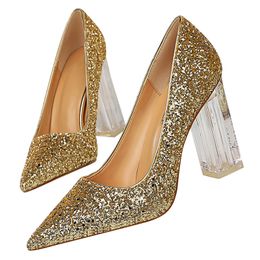 Descuento Zapatos Dorados Tacones Transparentes 2022 en venta en DHgate.com