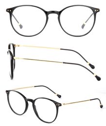 Wholesale- women round eyeglasses frame metal optical clear lens gold gun temple spectacles