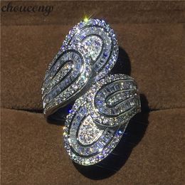 choucong Unique Big Flower Ring Diamond Cz 925 Sterling Silver Engagement Wedding Band Rings for women men Finger Jewellery