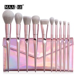 Pink Make up brushes Set Kit with Cosmetic bag Blush Powder Eyeshadow Foundation 10pcs Professional Makeup brush Sets Tools Travelling