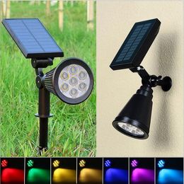 Solar Spotlight Lawn Flood Light Outdoor Pathway Garden 7 LED Lamp Adjustable 7 Colour in 1 Wall Lamp Landscape Light Patio Decoration LT1076