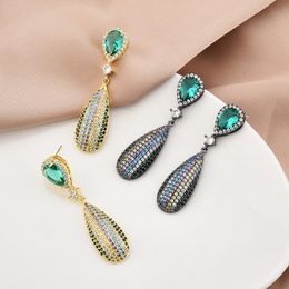 Fashion- Water Drop Earrings For Lady Full Diamond Pendant Necklace 2020 Fashion Wedding Earings Silver Jewelery