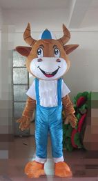 2019 High quality Deluxe Cow Mascot Costumes Animated theme brown Cattle Cospaly Cartoon mascot Character Halloween Carnival party Costume