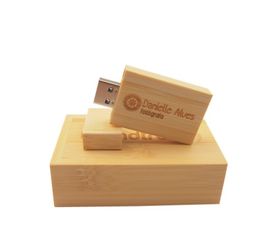 Customized Logo Bean Maple Wood USB Flash Drive Wooden Box Photography Storage