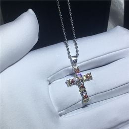 Charm Cross pendant With necklace 925 Sterling silver Bijoux 5A zircon Cz Engagement wedding Pendants for women Jewellery