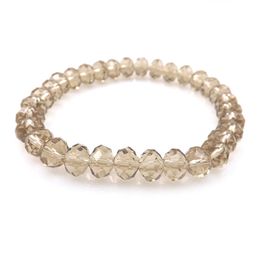 Champagne Colour 8mm Faceted Crystal Beaded Bracelet For Women Simple Style Stretchy Bracelets 20pcs/lot Wholesale