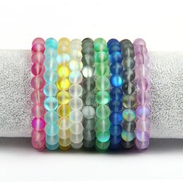 Mix 9 Colours Flash Stone Jewellery Wholesale 10pcs 8mm Beads Buddhist Beaded Bracelets Gift For Men And Women