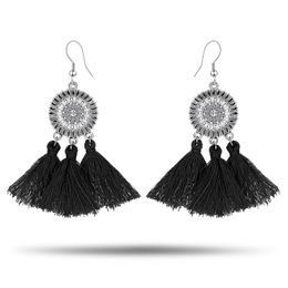 Women's hand crafting thread tassel hanging fashion earrings boho style tassel long tassel earrings