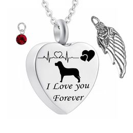 Cute dog"i love you forever"Cremation Jewelry wing Ashes Keepsake Pendant Pet Birthstone Memorial Urn Necklace