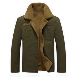 Spot Jackets explosion models winter men's plus velvet thickened lapel tooling large size jacket men