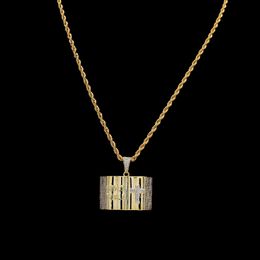 Fashion Gold New Plated Cz Cubic Zirconia Inlay Holy Bible Cross Chain Necklace Personalised Mens Hip Hop Rapper Jewellery Gifts for Guys