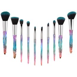 10pcs/set Makeup Brush Powder Blush Foundation Brushes Cosmetic Tool Crystal Handle Brush Make up Brush Kits 12 sets