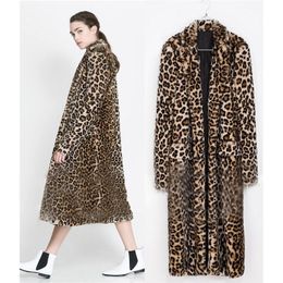 Lanshifei Young Girl Faux Fur Coat Long Coat Pelliccia Woman Short Fur Jacket Women Europe X-Long Leopard Faux Jacket