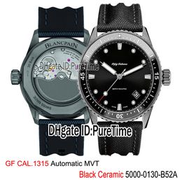 GF Fifty Fathoms Bathyscaphe 5000-0130-B52A Black Ceramic CAL A1315 Automatic Mens Watch Best Edition Black Dial Nylon Puretime(Free Rubber)