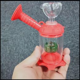 Mini Dab Rig 50mm Silicone Bongs Showerhead Percolator Bong With Glass Bowl Assemble Water Pipes Easy Clean Smoking Oil Rigs Small Hookah
