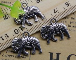 Wholesale 100pcs Elephant Alloy Charms Pendant Retro Jewellery Making DIY Keychain Ancient Silver Pendant For Bracelet Earrings 16x20mm