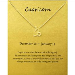 Fashion Jewelry 12 Constellation Capricorn Pendant Necklaces For Women Zodiac Chains Necklace Gold Silver Color Birthday Gift