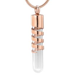 LKJ10271 Stainless Steel Openable Container Glass Tube Urn Keepsake Cremation Ashes Memorial Pendant Necklace for Women Men