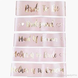 Pink Hot Stamping Bride Etiquette With Bride To Be Sash Bachelor Party Bridesmaid Team Bride Shoulder Strap Girl Charm