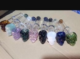 Coloured skull single round head glass pipe Glass bongs Oil Burner Glass Water Pipes Rigs Smoking Fre