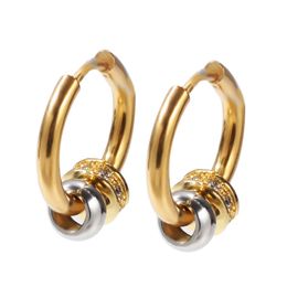 mens gold hoop earrings 18k UK - 18K Gold Plated Hip Hop Lovers Cubic Zirconia Round Hoop Earrings for Men and Women Bling Diamond Earrings Rapper Ear Jewelry Gifts for Sale