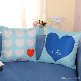 Be Mine I Do Love Blue Pillowcase Sofa Pillowcases Office Home Format Without Pillow Flax Handcraft Printing And Dyeing 5 5dsC1