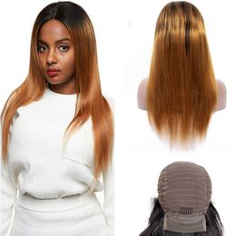 Malaysian Human Hair 1B/30 Ombre Colour 13X4 Lace Front Wig 10-28inch Wigs 1B 30 Two Tones Colour