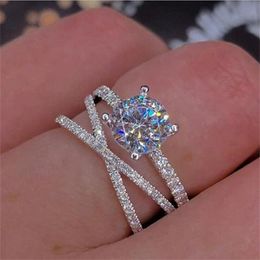 Infinity Cross Women Wedding Band Ring Dexule Jewellery 925 Sterling Silver Pave White Sapphire CZ Diamond Party Women Wedding Bridal Ring