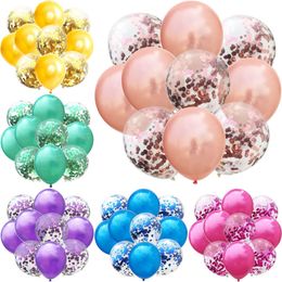 12 Inches Balloon Set 5pcs Latex Balloon + 5 pcs Sequin Confetti Balloon Set Wedding Birthday Party Decoration Confetti Balloons