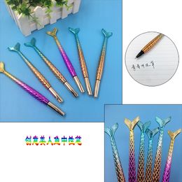 cute pen lapiceros kawaii cartoon pens fashionable bling bling gradient rainbow mermaid boligrafos kids Personalised seamain pen