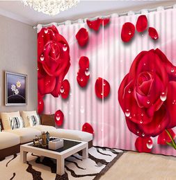Rose 3D Painting Blackout Curtain Office Room Living Room Sunshade Window Curtain 3D Curtains set