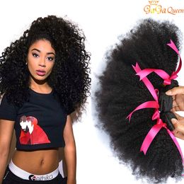 afro weave hair extensions Canada - Brazilian Afro Kinky Curly Virgin Hair 3 Bundles Brazilian Curly Human Hair Extensions Wet and Wavy Brazilian Hair Weave Bundles