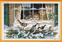 Landscape out of the window ,Handmade Cross Stitch Craft Tools Embroidery Needlework sets counted print on canvas DMC 14CT /11CT