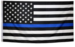 USA White Black Blue Thin Flag Stripes Star Police Force Department Support Flags Thin Blue Line American Policeman Flag 3x5ft