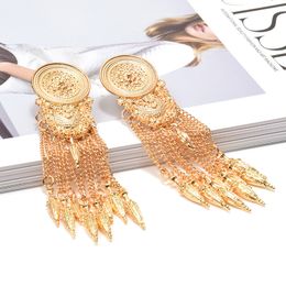 Fashion-Long Gold Dangle Drop Earrings Hang Chain Tassels Fine Jewellery Accessories Wholesale Vintage Pendientes Bijoux For Women
