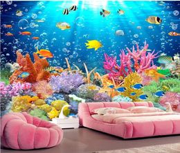 wallpaper for walls 3 d for living room 3D underwater world dolphin TV background wall decoration painting